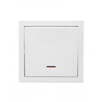 Выключатель 1-й накладной с подсветкой белый 752-0200-111 LETO Lezard