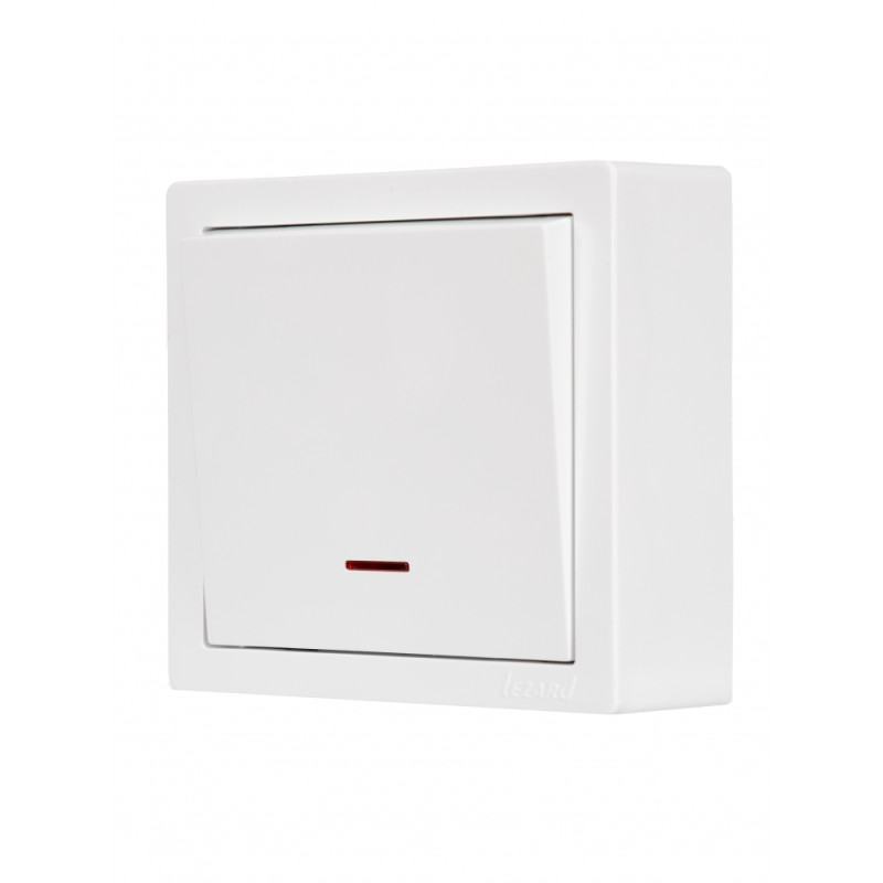 Вимикач 1-ий накладний з підсвіткою білий 752-0200-111 LETO Lezard