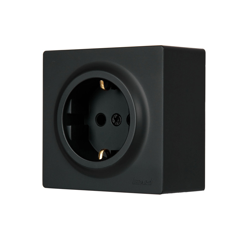 Розетка 1-на з/з чорний 752-4200-122B LETO Lezard