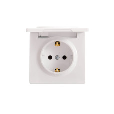 Розетка 1-на с/с с крышкой белый 752-0200-123B LETO Lezard