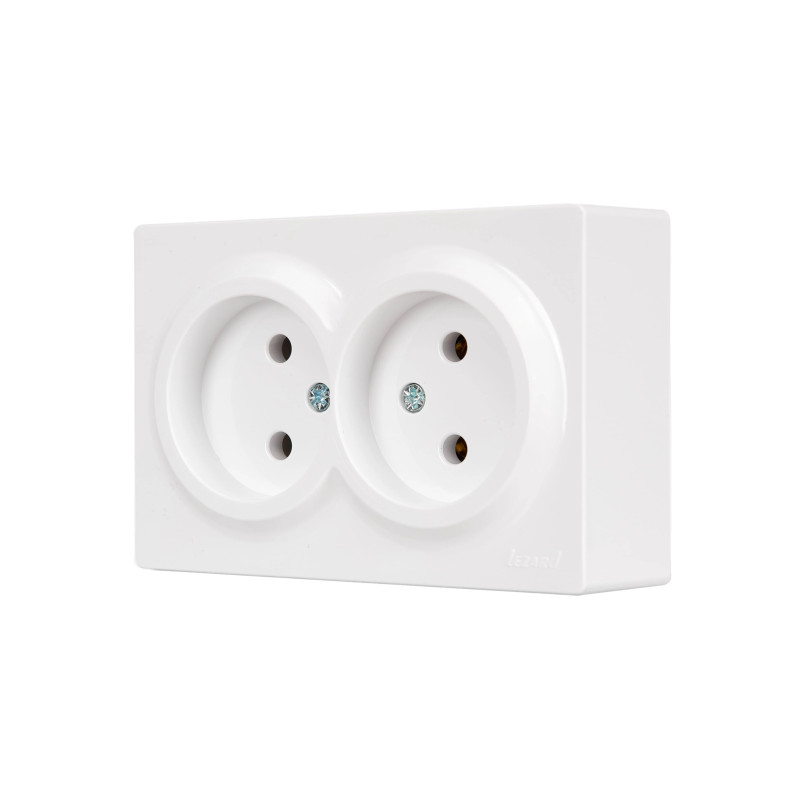 Розетка 2-я без/с закрытый корпус белый 752-0200-128B LETO Lezard