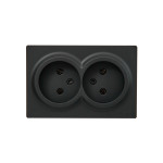 Розетка 2-я б/с закрытый корпус черный 752-4200-128B LETO Lezard