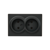 Розетка 2-я б/с закрытый корпус черный 752-4200-128B LETO Lezard