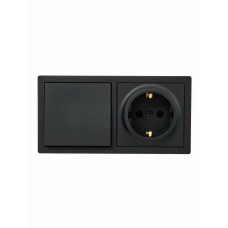 Выключатель 1-й проходной+Розетка 1-я с/з черный 752-4200-170BIP LETO Lezard