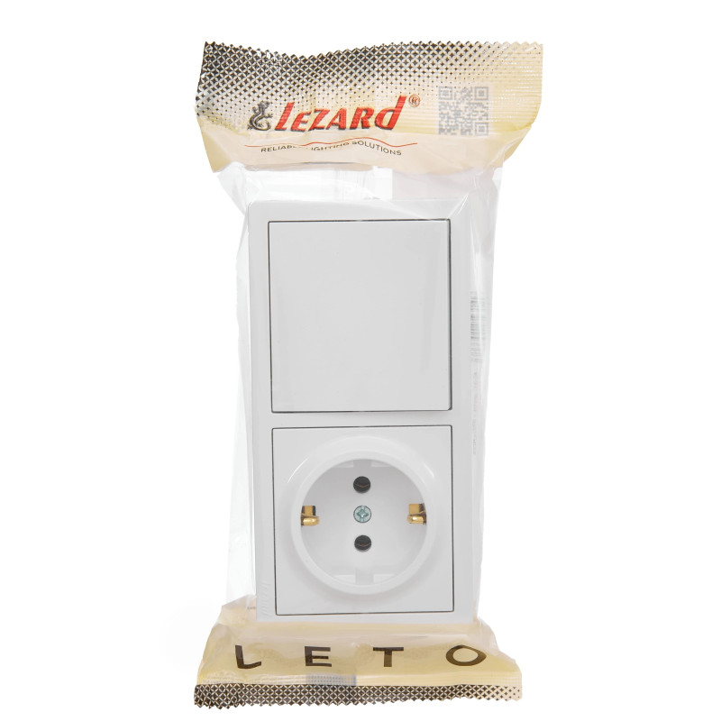 Вимикач 1-ий+Розетка 1-на з/з білий 752-0200-170BAP LETO Lezard