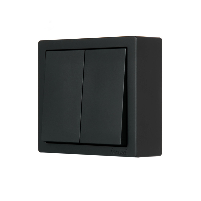 Выключатель 2-й черный 752-4200-101 LETO Lezard