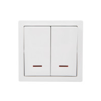 Выключатель 2-ой накладной с подсветкой белый 752-0200-112 LETO Lezard