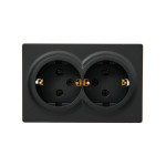 Розетка 2-на накладна з/з закритий корпус чорний 752-4200-127B LETO Lezard