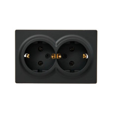 Розетка 2-я накладная с/с закрытый корпус черный 752-4200-127B LETO Lezard