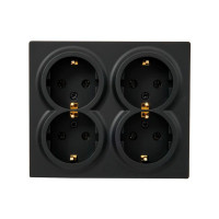 Розетка 4-я накладная с/с закрытый корпус черный 752-4200-127BDP LETO Lezard