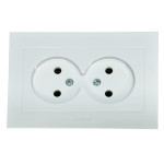 Розетка двухместная б/з OVIVO Grano белый (400-010300-908)