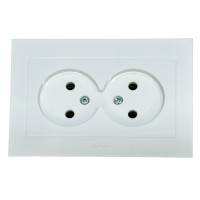 Розетка двухместная б/з OVIVO Grano белый (400-010300-908)