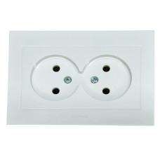 Розетка двухместная б/з OVIVO Grano белый (400-010300-908)