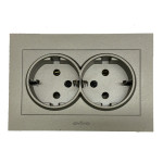 Розетка двухмесная с/з OVIVO Grano антрацит (400-130300-907)