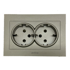 Розетка двухмесная с/з OVIVO Grano антрацит (400-130300-907)