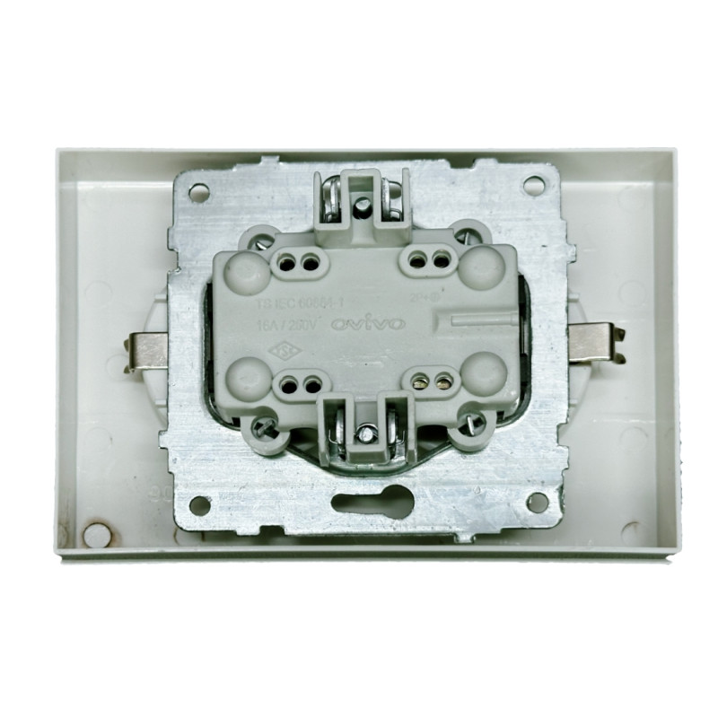 Розетка двухместная с/з OVIVO Grano белый (400-010300-907)