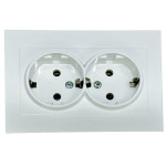 Розетка двухместная с/з OVIVO Grano белый (400-010300-907)