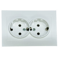 Розетка двухместная с/з OVIVO Grano белый (400-010300-907)