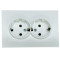 Розетка двухместная с/з OVIVO Grano белый (400-010300-907)