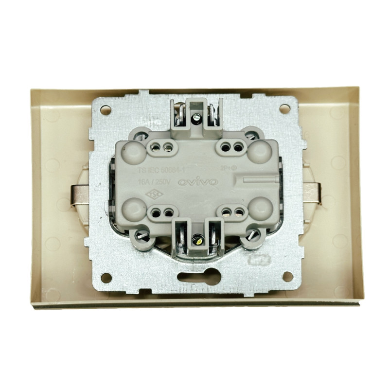 Розетка двухместная с/з OVIVO Grano крем (400-020300-907)