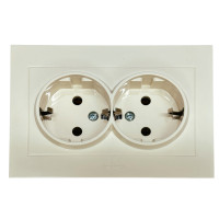 Розетка двухместная с/з OVIVO Grano крем (400-020300-907)