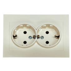 Розетка двухместная с/з OVIVO Grano крем (400-020300-907)