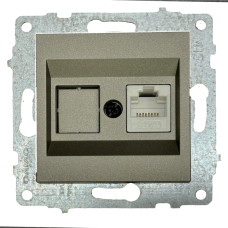 Розетка одинарная компьютерная RJ-45 OVIVO Grano антрацит (600-000313-229)