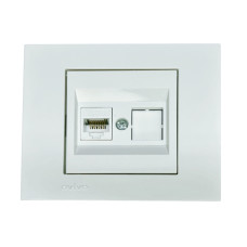 Розетка одинарная компьютерная RJ-45 OVIVO Grano белый (400-010300-229)
