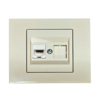 Розетка одинарная компьютерная RJ-45 OVIVO Grano крем (400-020300-229)