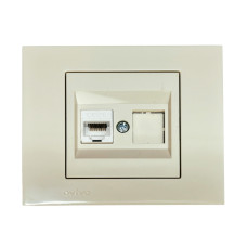 Розетка одинарная компьютерная RJ-45 OVIVO Grano крем (400-020300-229)