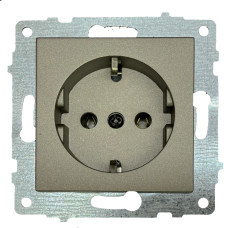 Розетка одинарная с/з OVIVO Grano антрацит (600-000313-217)