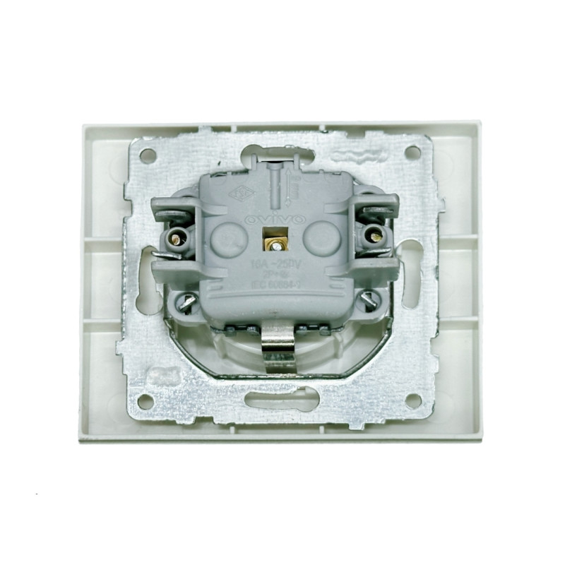 Розетка одинарная с/з OVIVO Grano белый (400-010300-217)