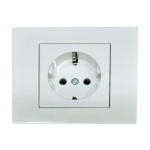 Розетка одинарная с/з OVIVO Grano белый (400-010300-217)