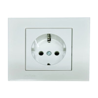 Розетка одинарная с/з OVIVO Grano белый (400-010300-217)