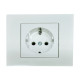 Розетка одинарная с/з OVIVO Grano белый (400-010300-217)