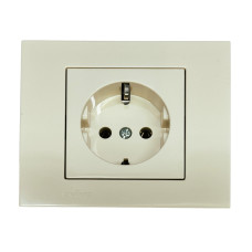 Розетка одинарная с/з OVIVO Grano крем (400-020300-217)
