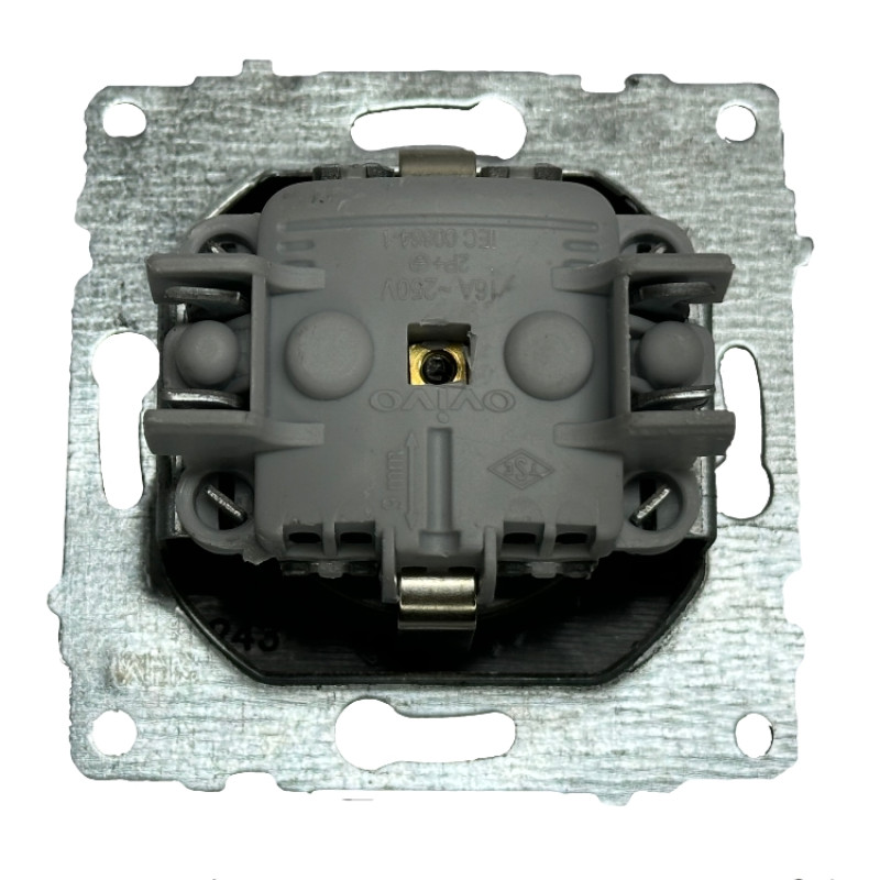 Розетка одинарная с/з с крышкой и защитой от детей OVIVO Grano антрацит (600-000313-243)