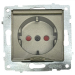 Розетка одинарная с/з с крышкой и защитой от детей OVIVO Grano антрацит (600-000313-243)