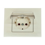 Розетка одинарная с/з с крышкой и защитой от детей OVIVO Grano крем (400-020300-243)