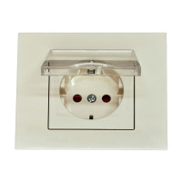 Розетка одинарная с/з с крышкой и защитой от детей OVIVO Grano крем (400-020300-243)