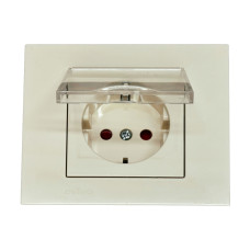 Розетка одинарная с/з с крышкой и защитой от детей OVIVO Grano крем (400-020300-243)