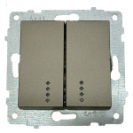 Выключатель двухклавишный с подсветкой OVIVO Grano антрацит (600-000213-203)