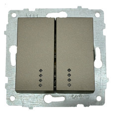 Выключатель двухклавишный с подсветкой OVIVO Grano антрацит (600-000213-203)