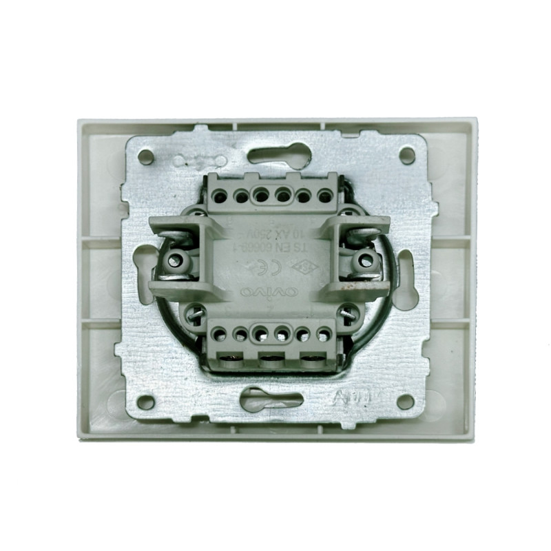 Выключатель двухклавишный с подсветкой OVIVO Grano белый (400-010200-203)