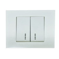 Выключатель двухклавишный с подсветкой OVIVO Grano белый (400-010200-203)