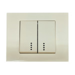 Выключатель двухклавишный с подсветкой OVIVO Grano крем (400-020200-203)