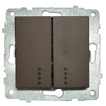 Выключатель двухклавишный с подсветкой OVIVO Grano моко (600-000219-203)