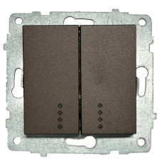 Выключатель двухклавишный с подсветкой OVIVO Grano моко (600-000219-203)