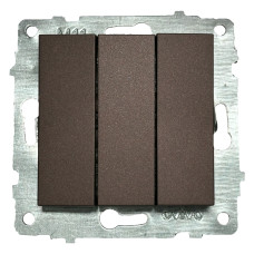 Выключатель трехклавишный OVIVO Grano мокко (600-000219-254)