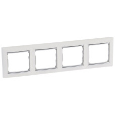 Рамка четверная горизонтальная Белый/Серебро Valena Legrand (770494)